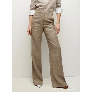 NWT Veronica Beard Wide-Leg Plaid Linen-Blend Tonelli High-Waist Pant